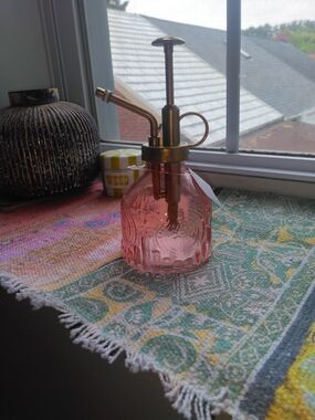 Brass-Top Pink Glass Plant Mister - Home Accents Decor